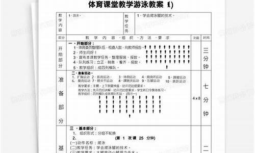 游泳课教学设计与教案_游泳体育课堂教学设计研究